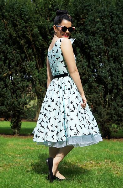 The Swan Dress in Bird Print